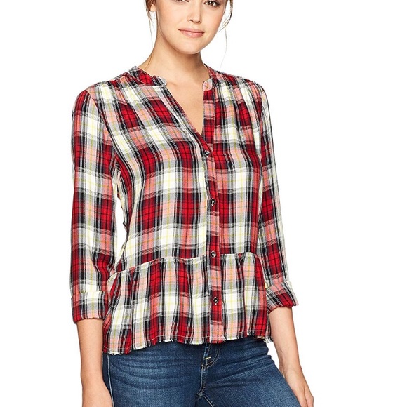 Splendid Tops - NWT Splendid Plaid Frayed Hem Shirt Small Trendy!